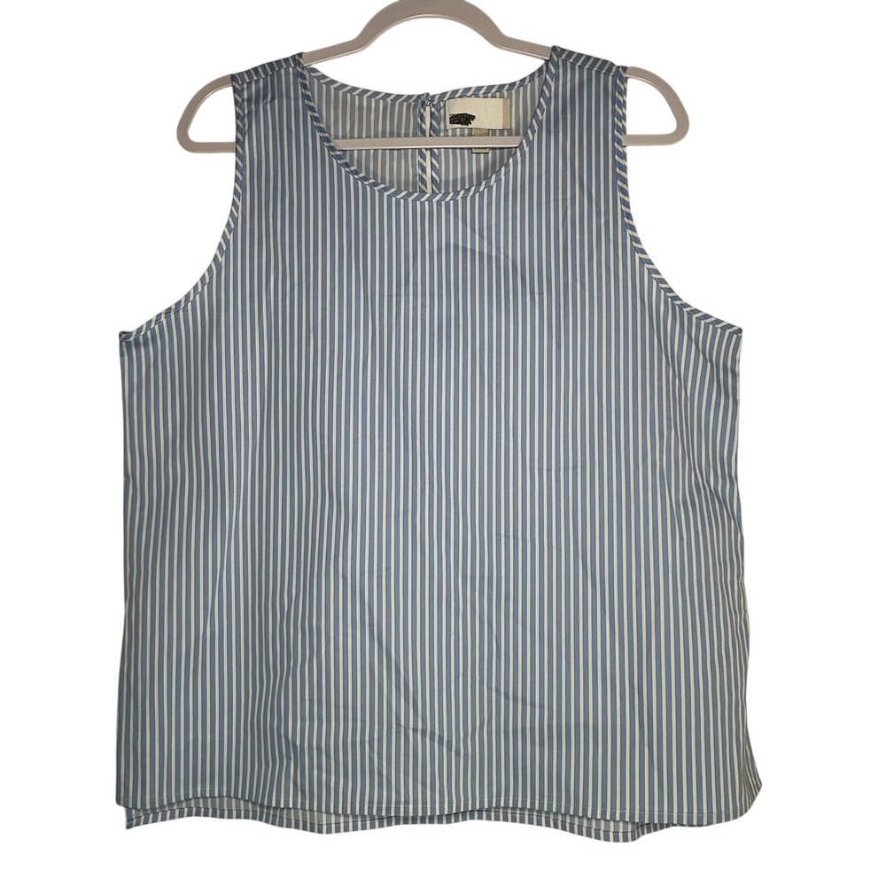 Nordstrom Rack Womens Blue White Striped Sleeveless Shell Top Large RN58665